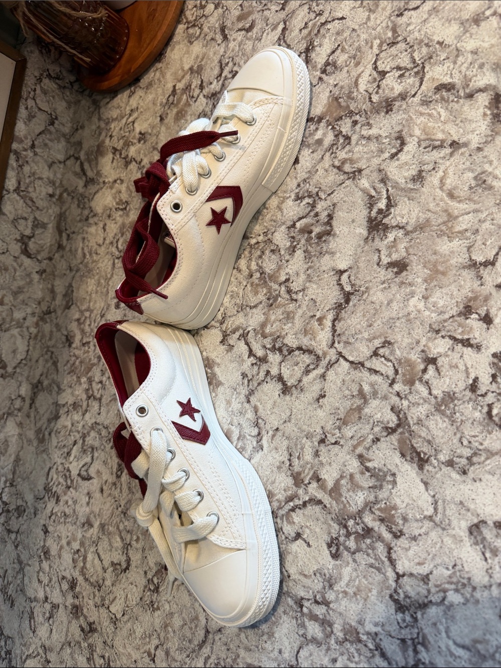 Converse Women's Low-Top Sneakers in Cream and Burgundy